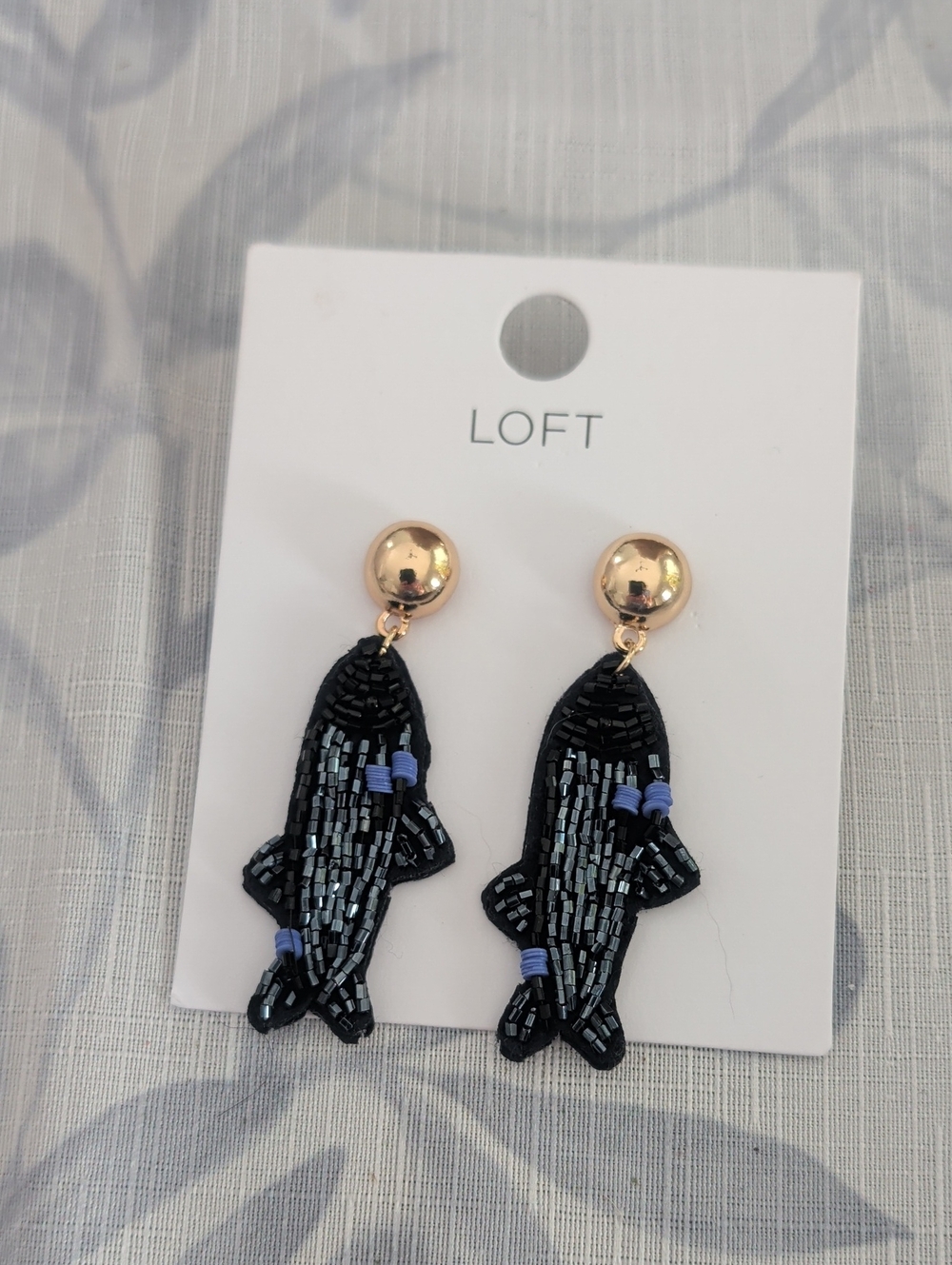 Nwt Loft Beaded Fish Earrings